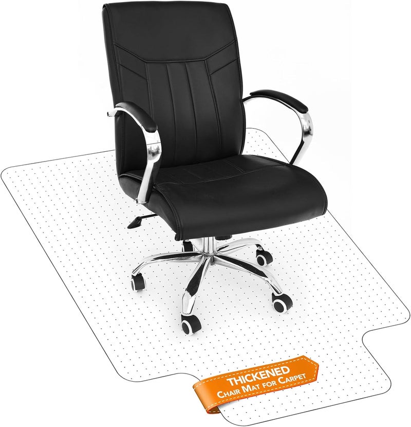 TONOS Chair Mat for Carpet- Low Pile (1/4" Thick) Carpet Protector for Office Gaming Computer Desk Chair. Heavy Duty Desk Chair Mat for Carpeted Floors, Semi Transparent (with Lip（Thickened）) - Image 1